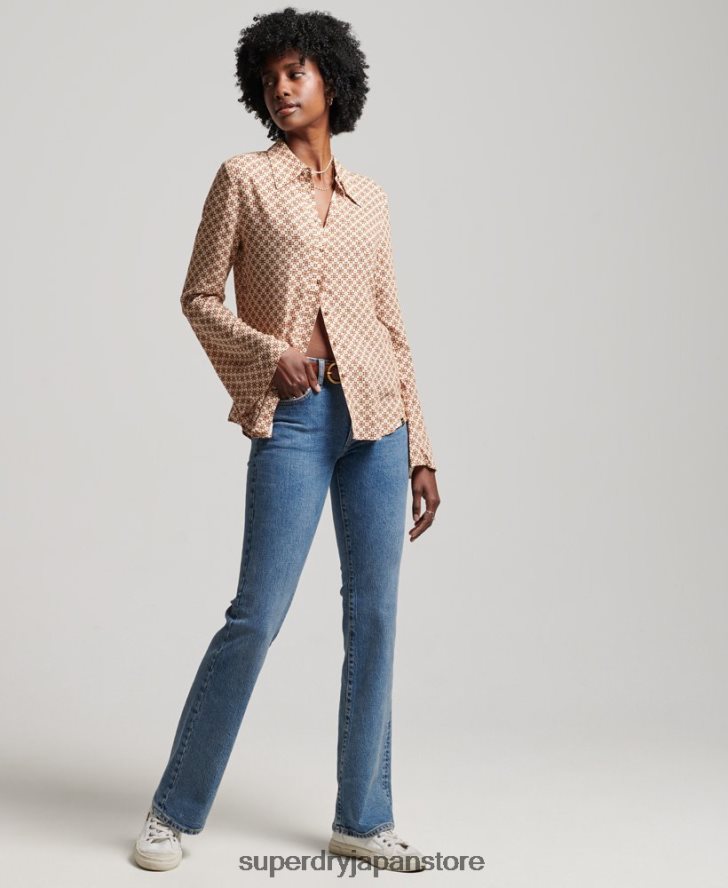 スタジオ 70 年代のシャツ 女性 Superdry 衣類 茶色 2J62PZ3019