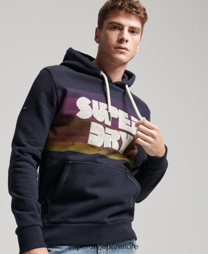 70年代のストライプパーカー 男性 Superdry 衣類 海軍 2J62PZ5135