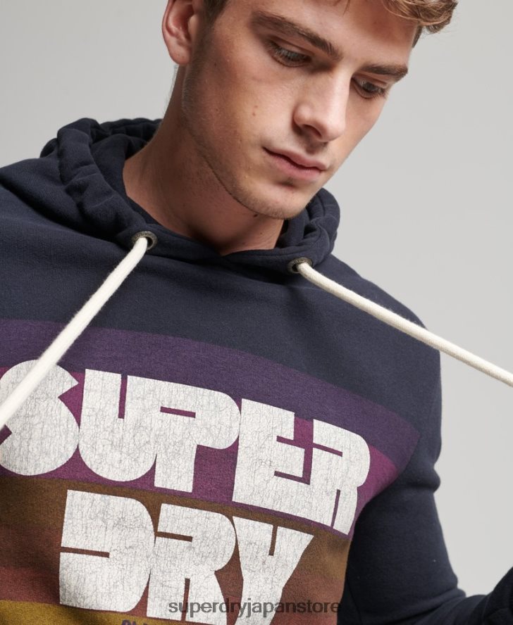 70年代のストライプパーカー 男性 Superdry 衣類 海軍 2J62PZ5135
