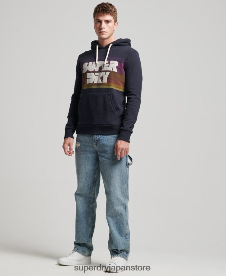 70年代のストライプパーカー 男性 Superdry 衣類 海軍 2J62PZ5135