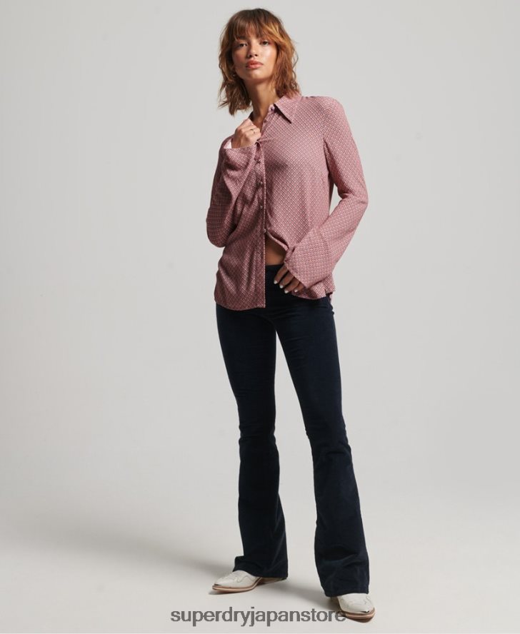 70年代プリント長袖シャツ 女性 Superdry 衣類 ピンク 2J62PZ6593
