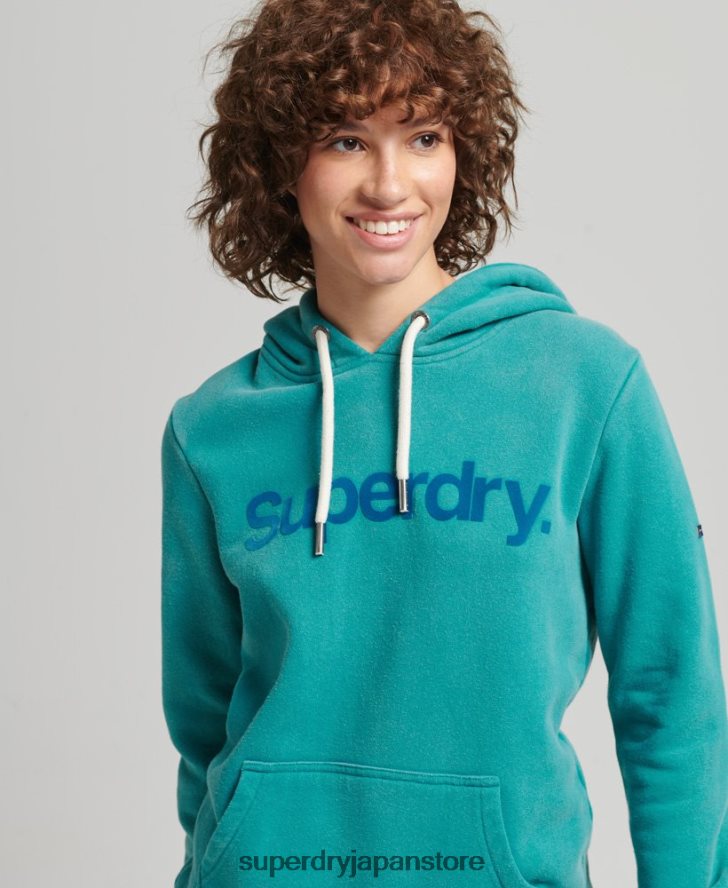 コアロゴ 80s パーカー 女性 Superdry 衣類 青 2J62PZ6073