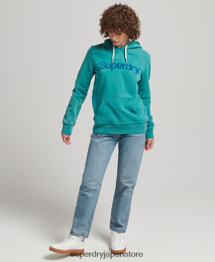 コアロゴ 80s パーカー 女性 Superdry 衣類 青 2J62PZ6073