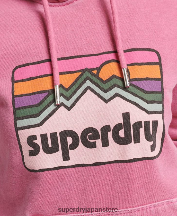 90年代の地形グラフィックパーカー 女性 Superdry 衣類 ピンク 2J62PZ5749