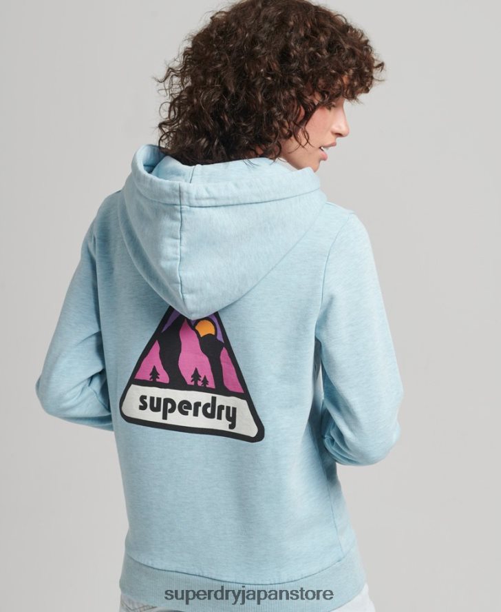 90年代の地形グラフィックパーカー 女性 Superdry 衣類 ライトブルー 2J62PZ5907
