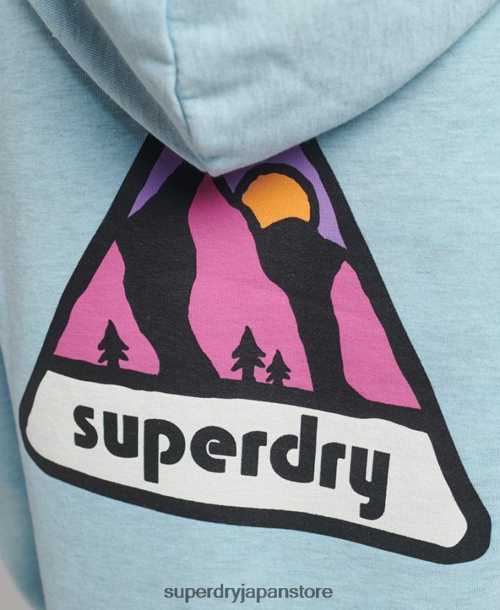 90年代の地形グラフィックパーカー 女性 Superdry 衣類 ライトブルー 2J62PZ5907