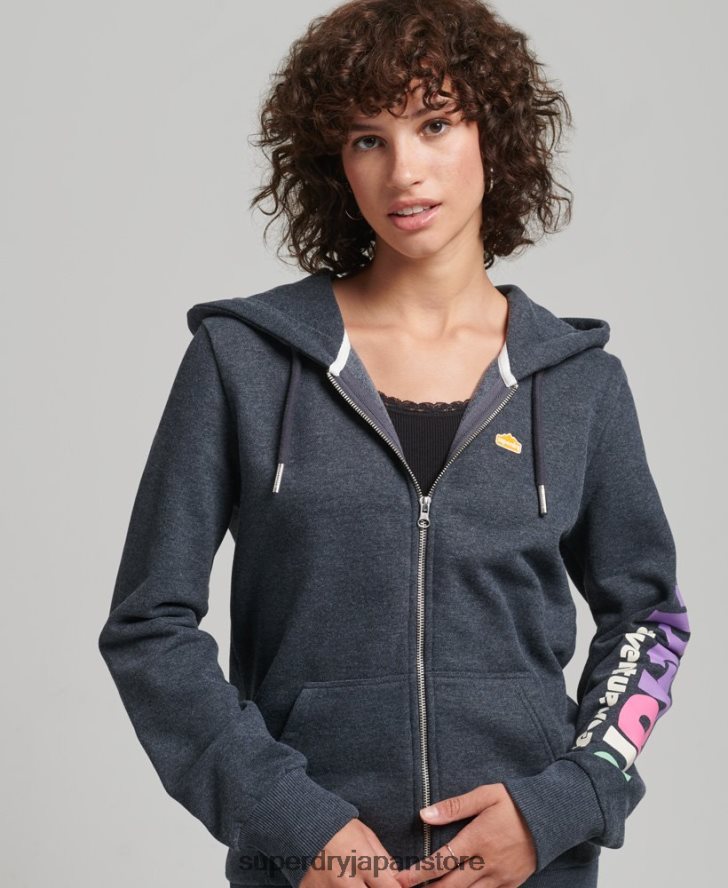 90年代のテレインジップパーカー 女性 Superdry 衣類 海軍 2J62PZ6058