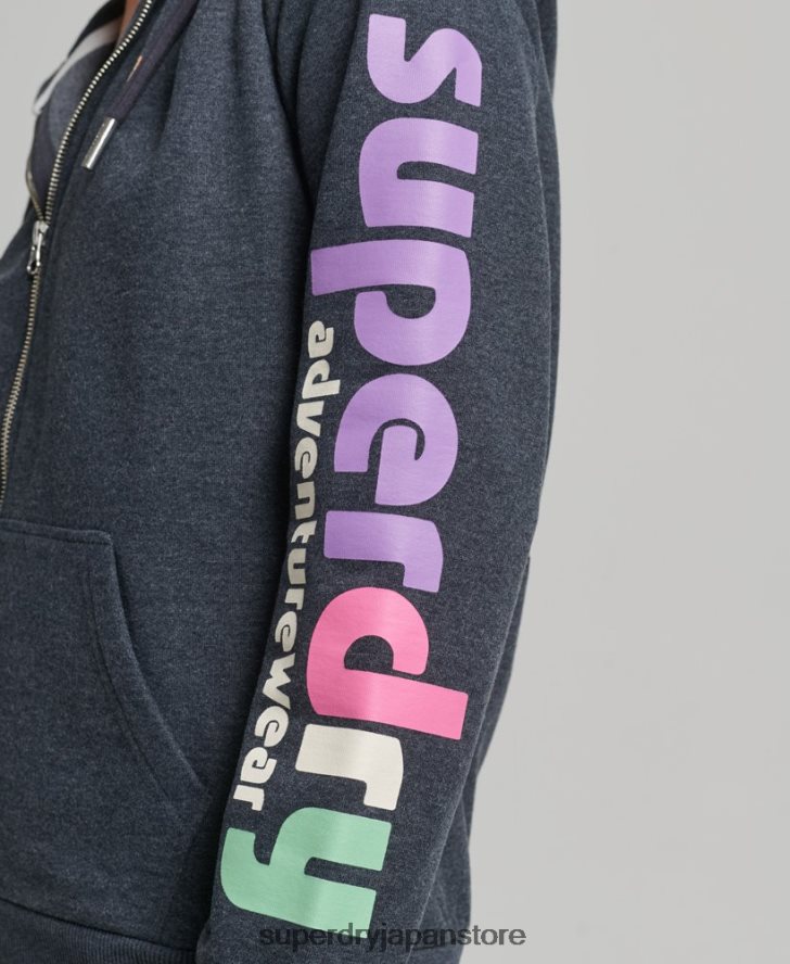 90年代のテレインジップパーカー 女性 Superdry 衣類 海軍 2J62PZ6058