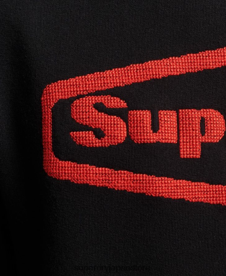 ヴィンテージ ゲーム オン 90s ロゴ スウェットシャツ 男性 Superdry 衣類 黒 2J62PZ5074