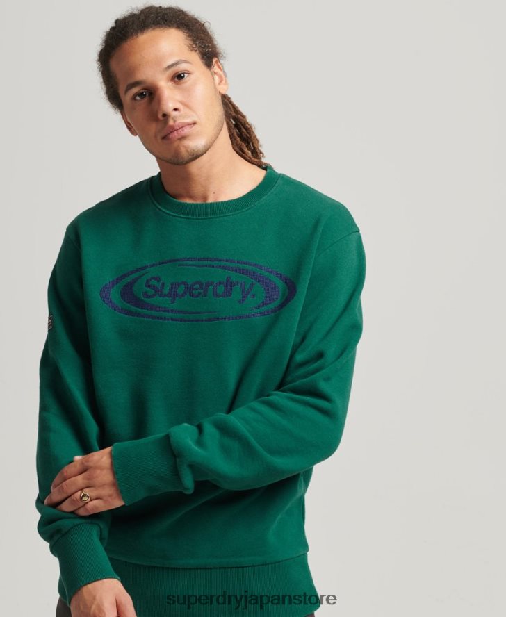 ヴィンテージ ゲーム オン 90s ロゴ スウェットシャツ 男性 Superdry 衣類 緑 2J62PZ785