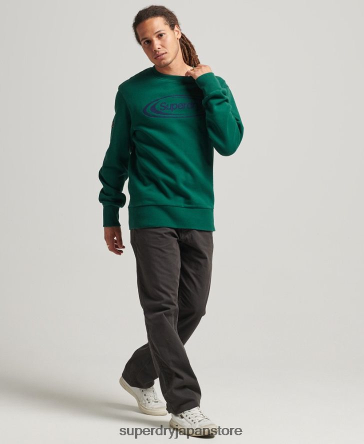 ヴィンテージ ゲーム オン 90s ロゴ スウェットシャツ 男性 Superdry 衣類 緑 2J62PZ785