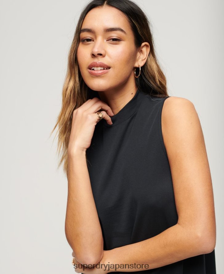 ノースリーブAラインミニドレス 女性 Superdry 衣類 黒 2J62PZ1959