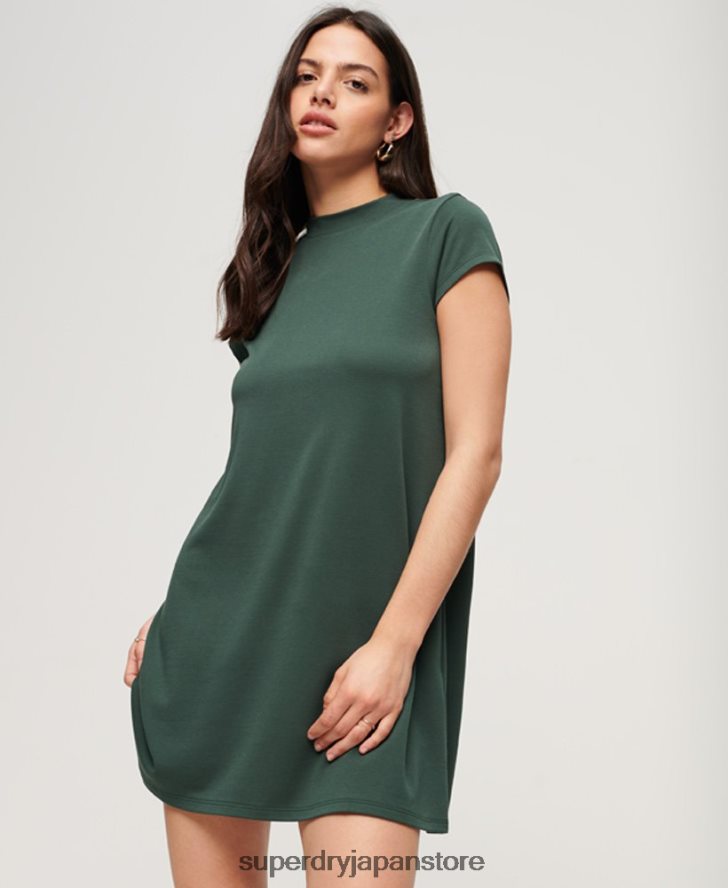 半袖Aラインミニドレス 女性 Superdry 衣類 緑 2J62PZ1974
