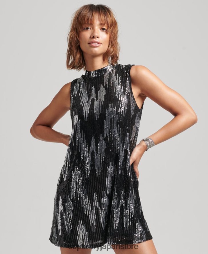 スパンコールAラインミニドレス 女性 Superdry 衣類 マルチ 2J62PZ2460