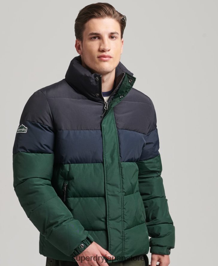 ヴィンテージレトロCBパファー 男性 Superdry 衣類 緑 2J62PZ4471