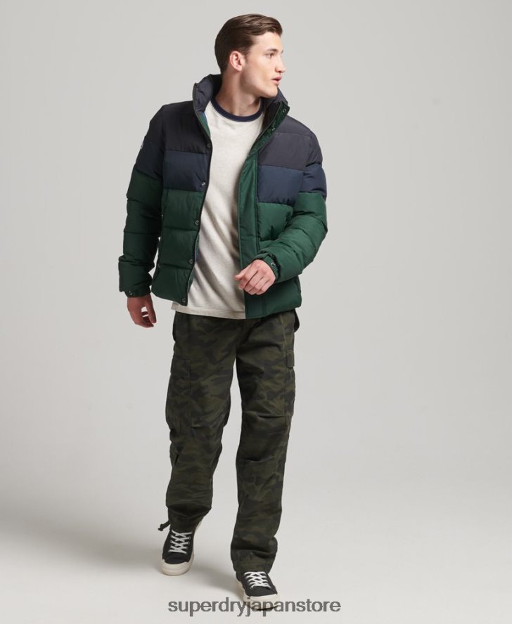 ヴィンテージレトロCBパファー 男性 Superdry 衣類 緑 2J62PZ4471