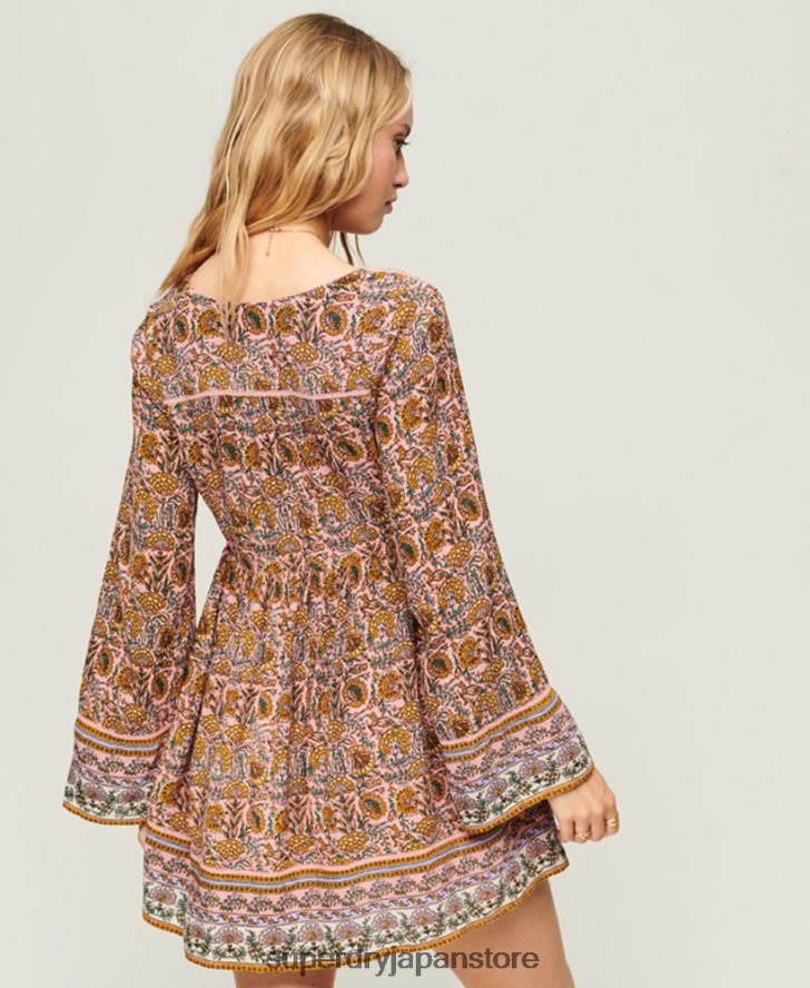 Flare Sleeve 60s Mini Dress 女性 Superdry 衣類 ピンク 2J62PZ2080