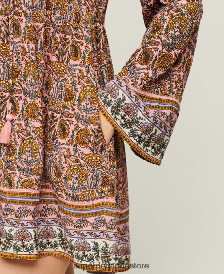Flare Sleeve 60s Mini Dress 女性 Superdry 衣類 ピンク 2J62PZ2080