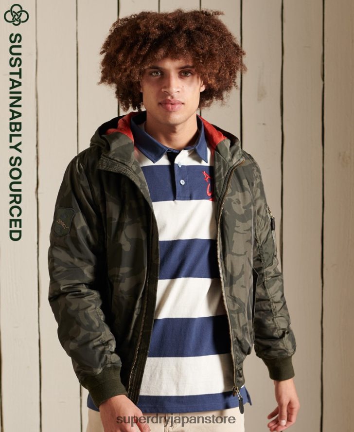 MA1 フード付きボンバージャケット 男性 Superdry 衣類 緑 2J62PZ4575