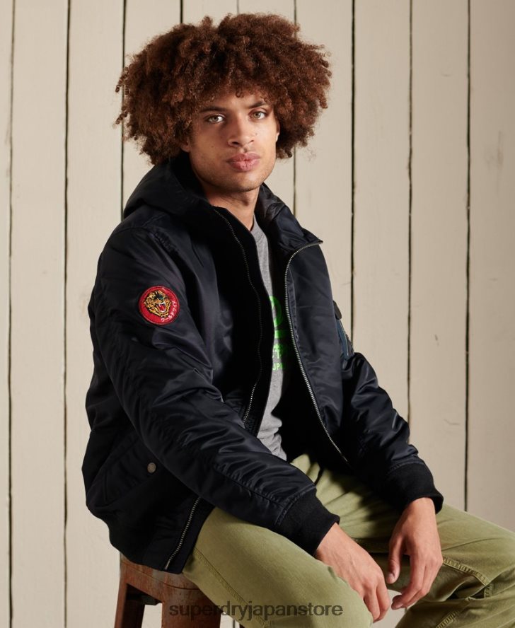 MA1 フード付きボンバージャケット 男性 Superdry 衣類 海軍 2J62PZ4658