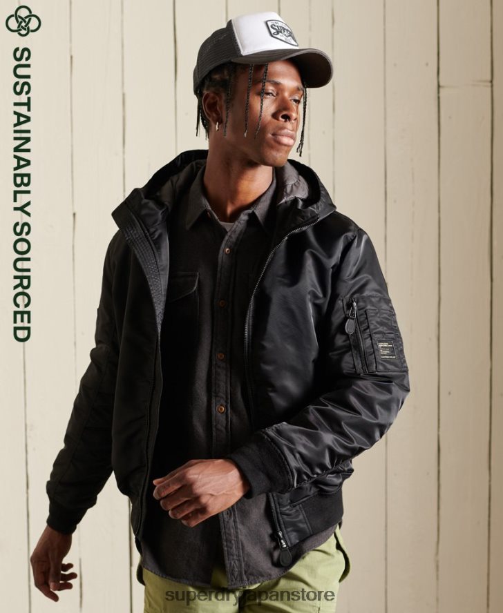 MA1 フード付きボンバージャケット 男性 Superdry 衣類 黒 2J62PZ4673