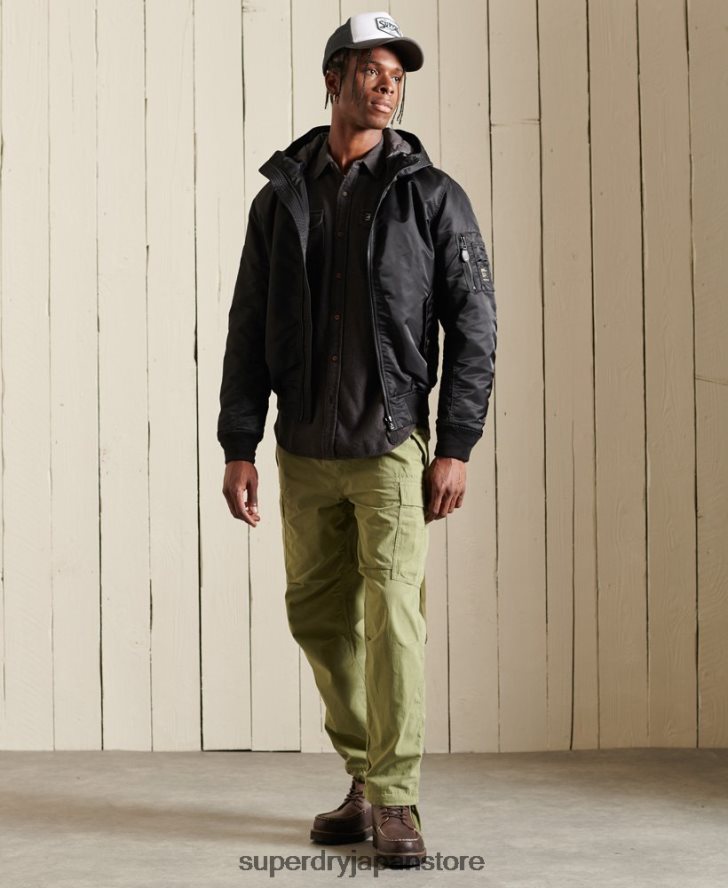 MA1 フード付きボンバージャケット 男性 Superdry 衣類 黒 2J62PZ4673