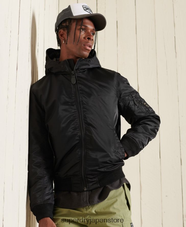 MA1 フード付きボンバージャケット 男性 Superdry 衣類 黒 2J62PZ4673