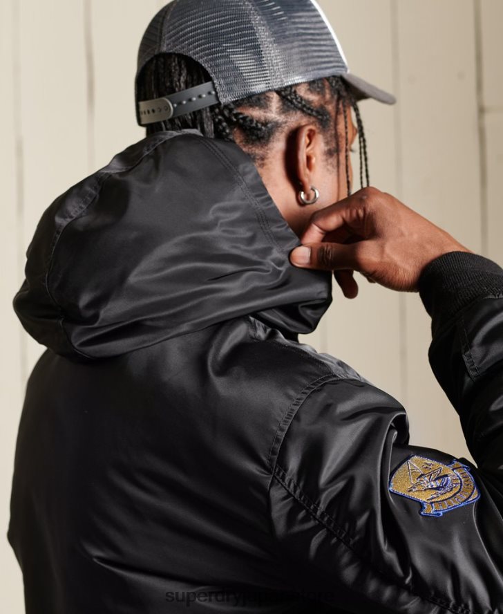 MA1 フード付きボンバージャケット 男性 Superdry 衣類 黒 2J62PZ4673