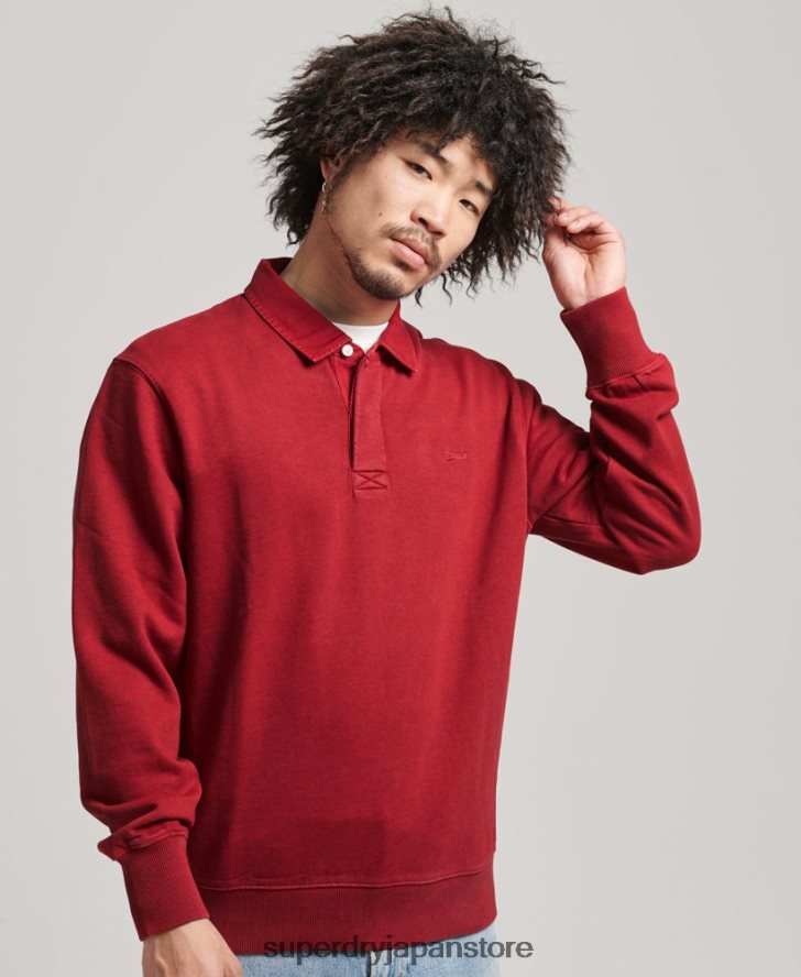 ヴィンテージ OD ラグビー スウェットシャツ 男性 Superdry 衣類 赤 2J62PZ769