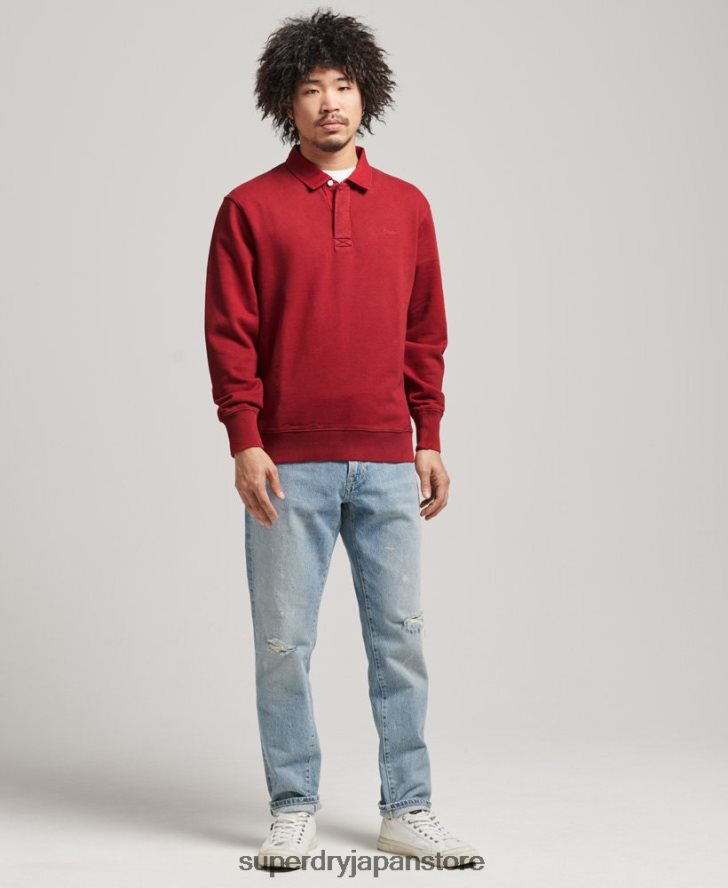 ヴィンテージ OD ラグビー スウェットシャツ 男性 Superdry 衣類 赤 2J62PZ769