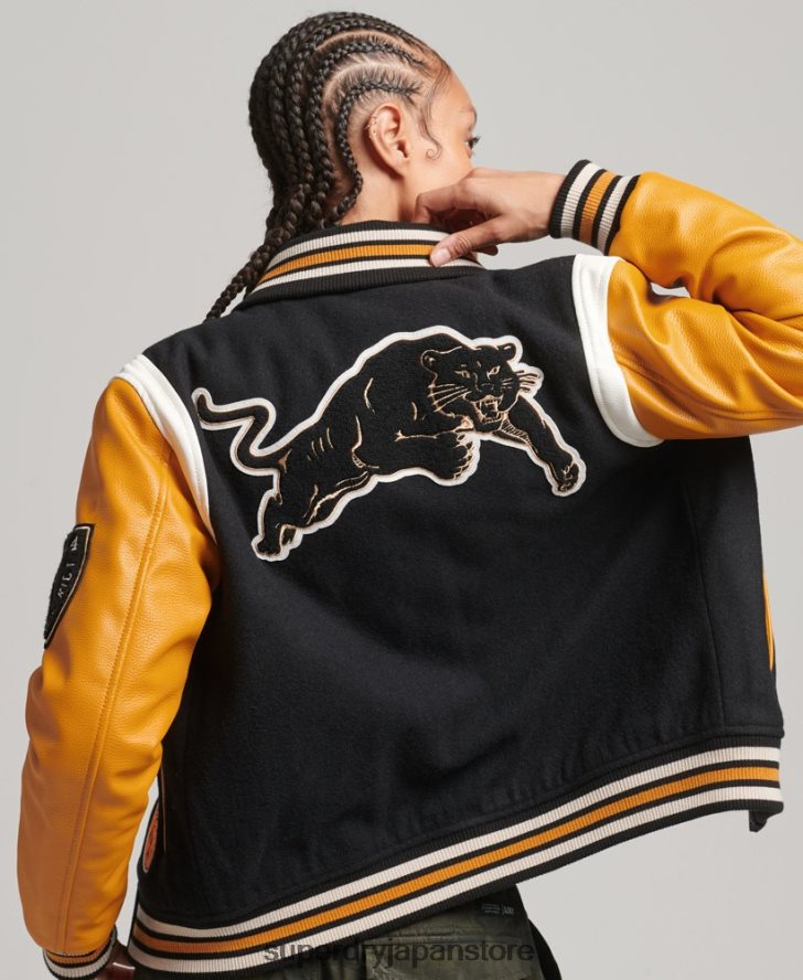 バーシティウールPUボンバージャケット 女性 Superdry 衣類 黒 2J62PZ5467