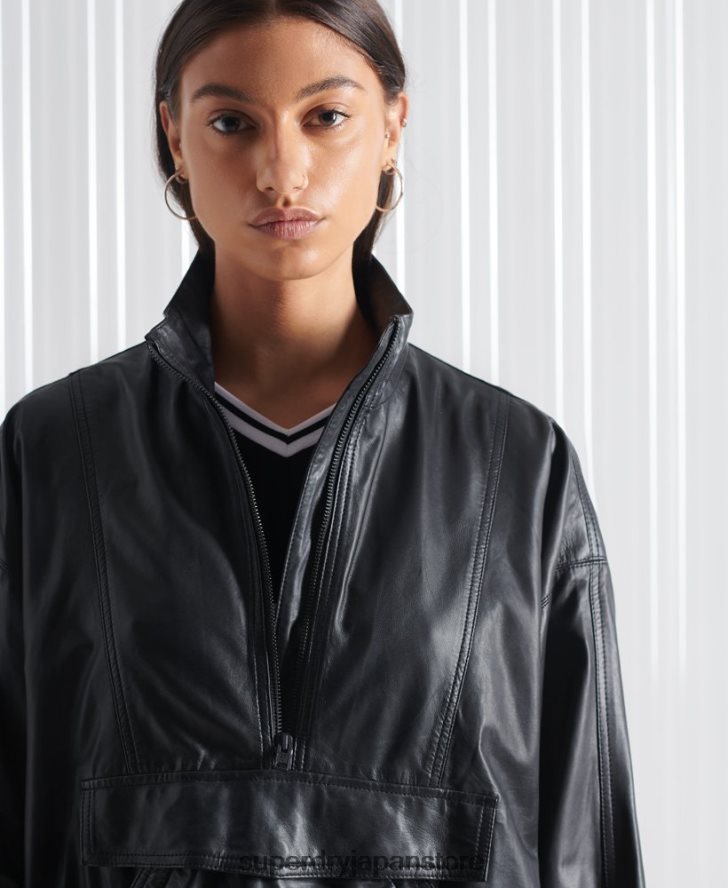 限定版SDXレザートラックトップ 女性 Superdry 衣類 黒 2J62PZ1193