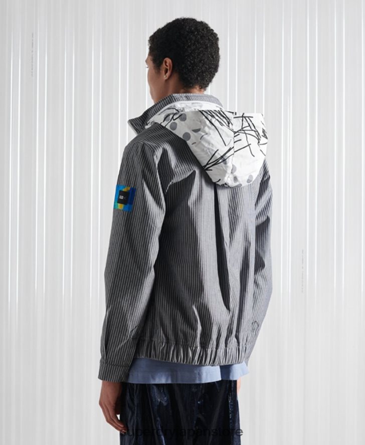 限定版 SDX シャンブレーストライプジャケット 男性 Superdry 衣類 青 2J62PZ4767