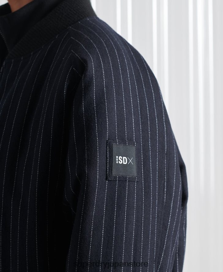 限定版 SDX ピンストライプ ボンバー ジャケット 女性 Superdry 衣類 海軍 2J62PZ5536