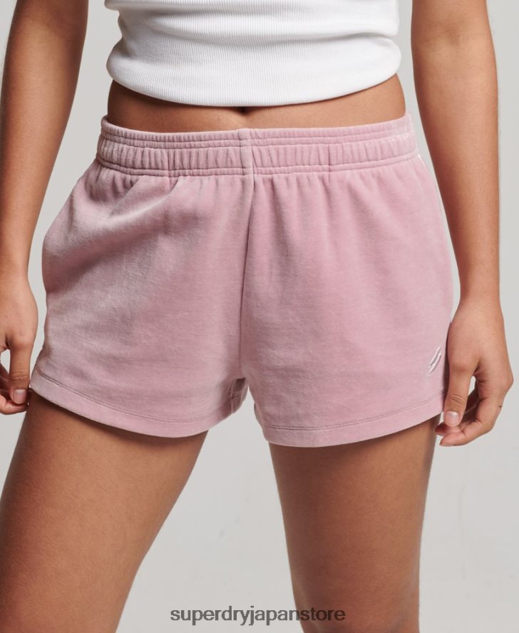 S ロゴ ベロア ショートパンツ 女性 Superdry 衣類 ピンク 2J62PZ3120