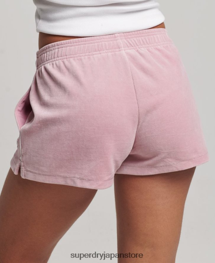 S ロゴ ベロア ショートパンツ 女性 Superdry 衣類 ピンク 2J62PZ3120