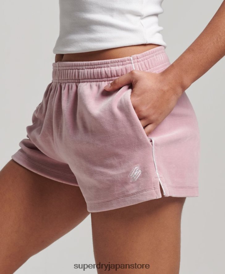 S ロゴ ベロア ショートパンツ 女性 Superdry 衣類 ピンク 2J62PZ3120