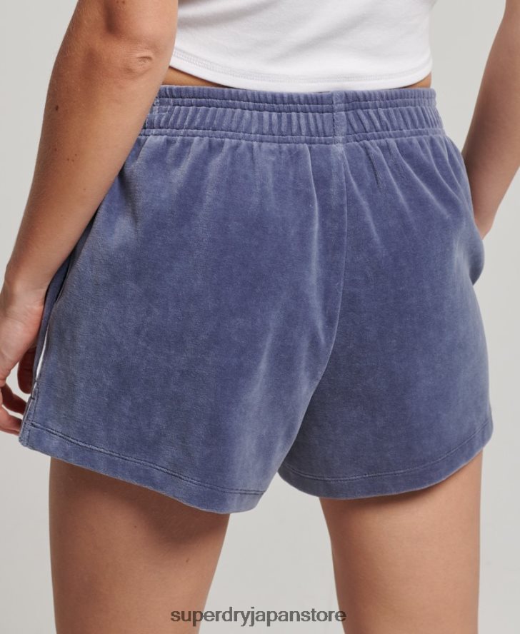 S ロゴ ベロア ショートパンツ 女性 Superdry 衣類 青 2J62PZ3145