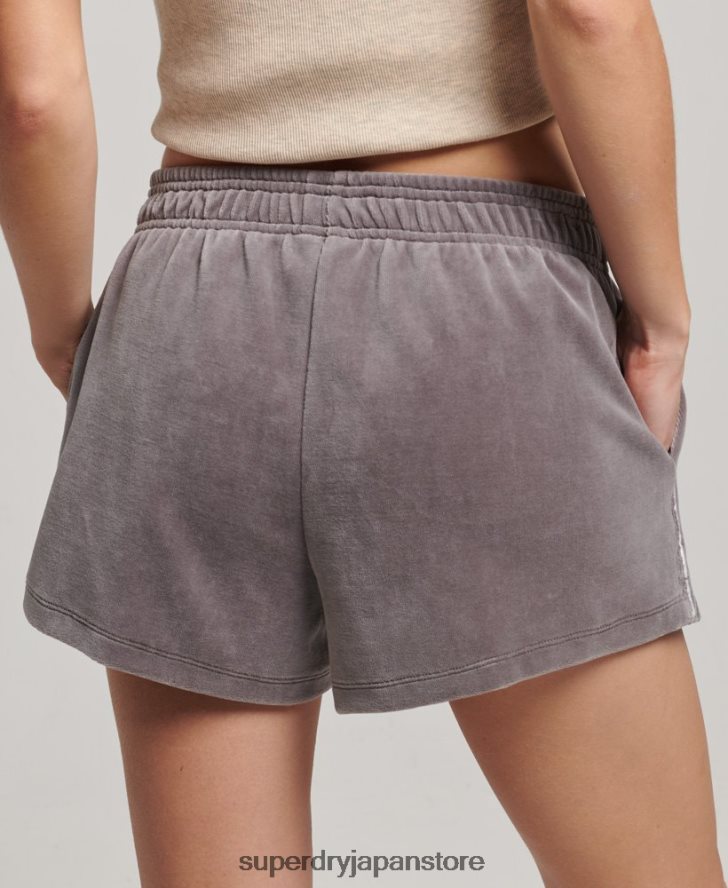 S ロゴ ベロア ショートパンツ 女性 Superdry 衣類 グレー 2J62PZ3146