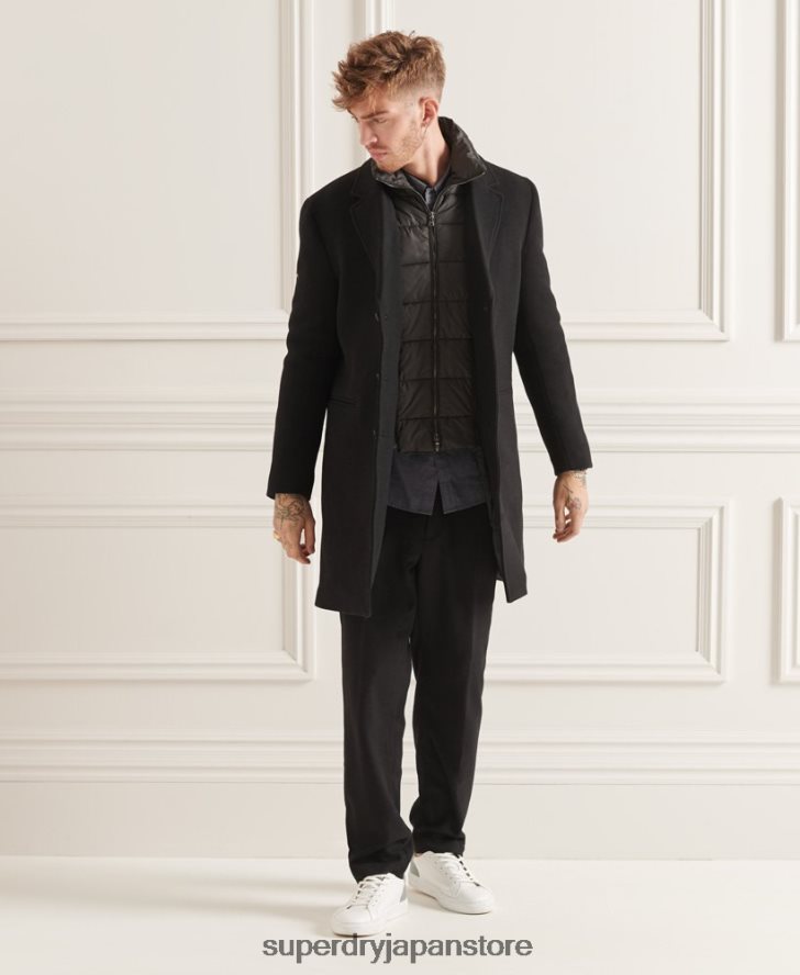 Studios ウールパッド入りタウンコート 男性 Superdry 衣類 黒 2J62PZ1165