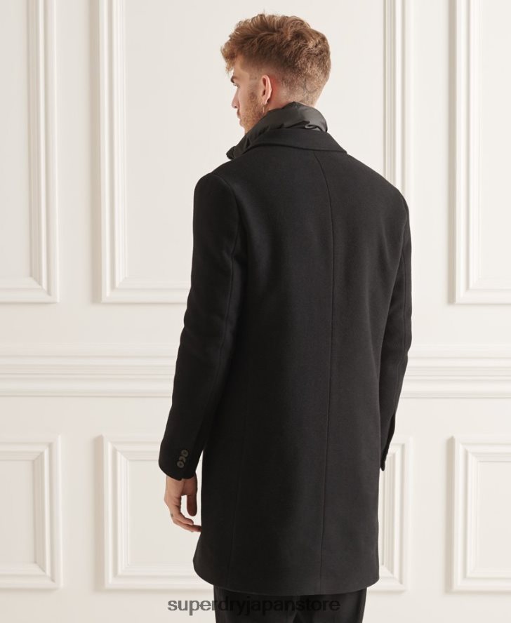 Studios ウールパッド入りタウンコート 男性 Superdry 衣類 黒 2J62PZ1165