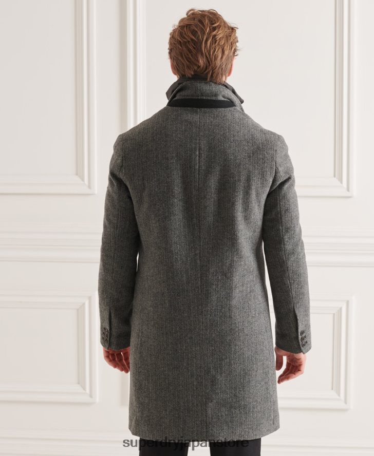 Studios ウールパッド入りタウンコート 男性 Superdry 衣類 濃い灰色 2J62PZ1167