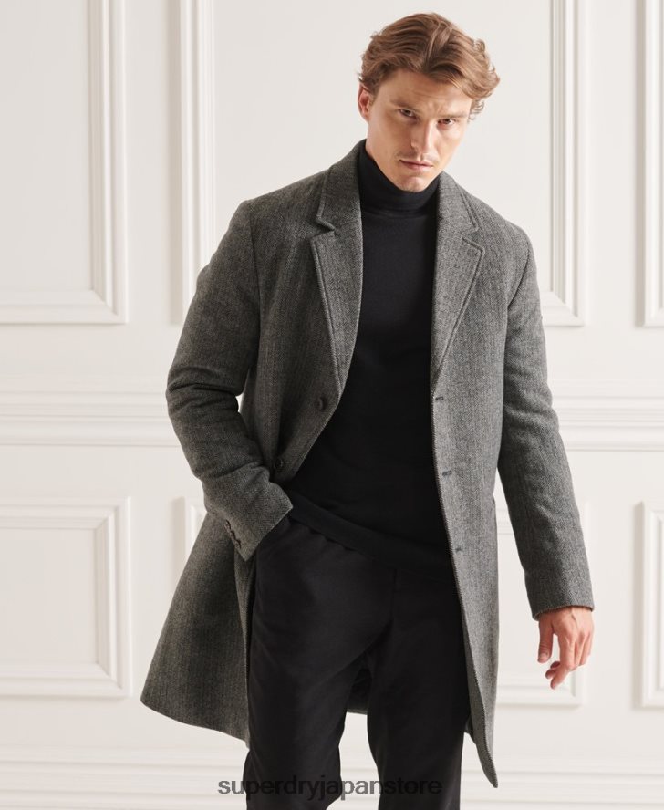 Studios ウールパッド入りタウンコート 男性 Superdry 衣類 濃い灰色 2J62PZ1167