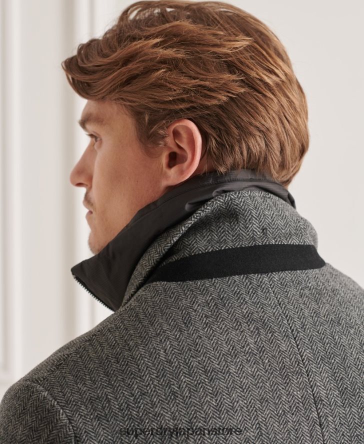 Studios ウールパッド入りタウンコート 男性 Superdry 衣類 濃い灰色 2J62PZ1167
