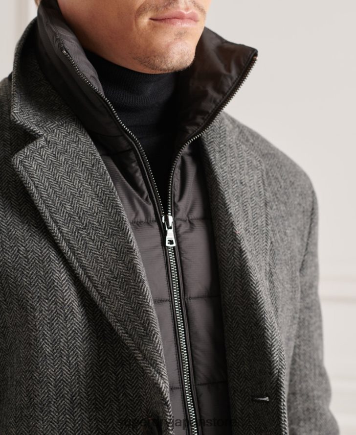 Studios ウールパッド入りタウンコート 男性 Superdry 衣類 濃い灰色 2J62PZ1167