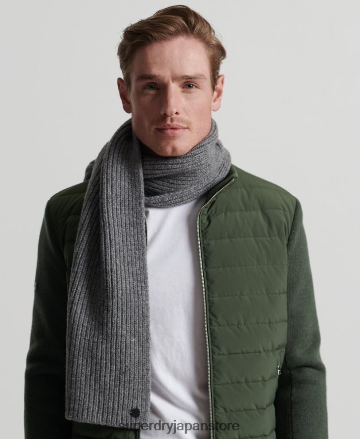 Studios プレミアム リブスカーフ 男性 Superdry アクセサリー ライトグレー 2J62PZ1812