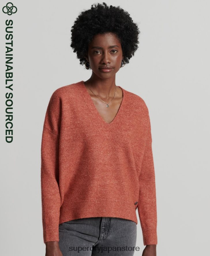 Studios スラウチ Vネック ニットセーター 女性 Superdry 衣類 オレンジ 2J62PZ3984