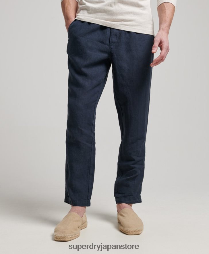 オーバーダイリネン ジョガーパンツ 男性 Superdry 衣類 海軍 2J62PZ100