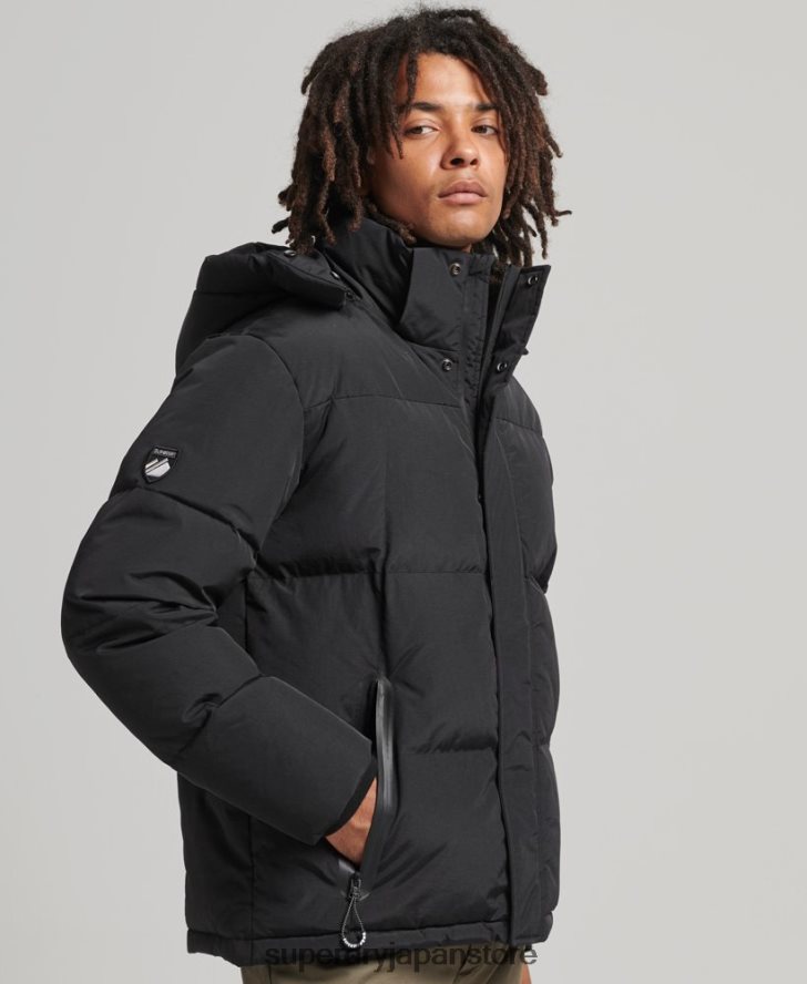 フード付きボックスキルトパフジャケット 男性 Superdry 衣類 黒 2J62PZ1000