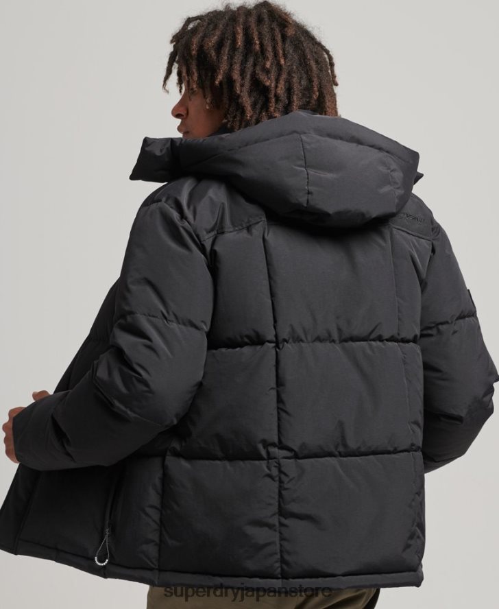 フード付きボックスキルトパフジャケット 男性 Superdry 衣類 黒 2J62PZ1000